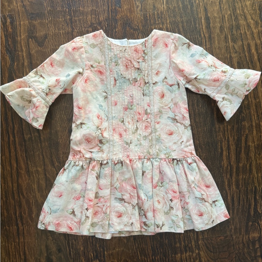 Kids Floral Ruffle Sleeve Dress